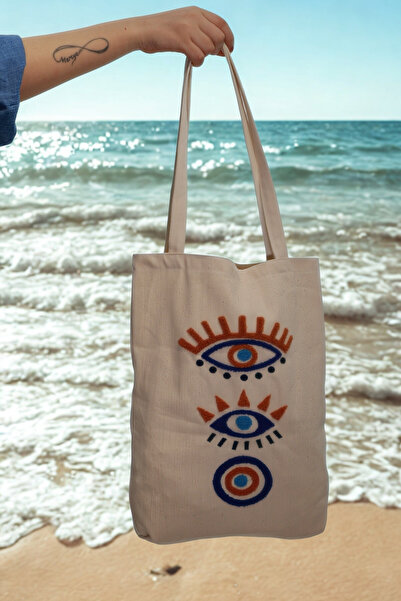 e-Bizz Store Punch Embroidered 1 Piece Shoulder Bag & Beach Bag & Tote Bag