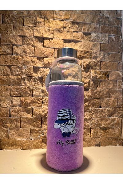 daısydecoratıon Colorful Plush Flask Water Bottle with Glass Water Bottle Figure 500ml