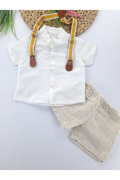 Butik Boy's Double Suit Shirt Shorts with Shoulder Straps