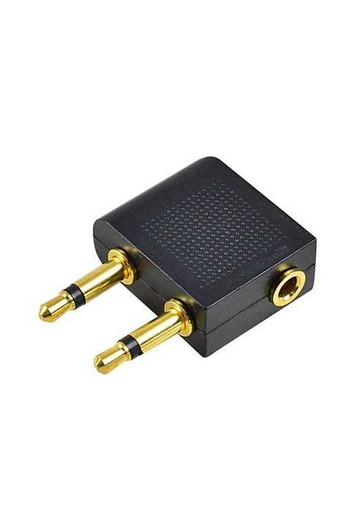 LogiLink Airplane headphone audio adapter 2x Jack 3.5 mm 2pin male - 1x Jack 3.5 mm 3pin female golden LOGILINK CA1089