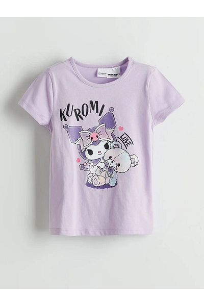 LC Waikiki تي شيرت وسروال قصير للفتيات مطبوع عليه LCW Kids Lilac Kuromi مكون من قطعتين