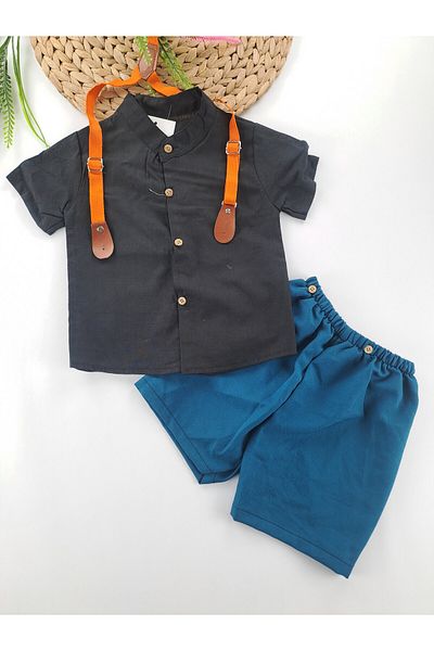 Butik Boy's Double Suit Shirt Shorts with Shoulder Straps