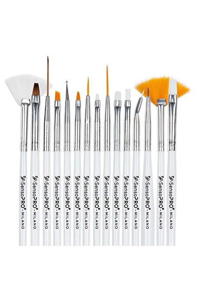 SensoPRO Milano Σετ 15 πινέλων μανικιούρ, παστέλ λευκό