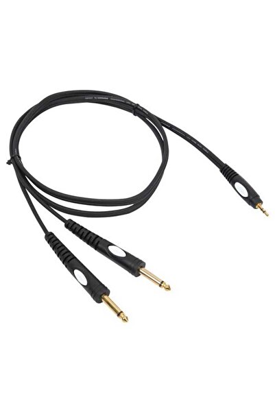 BST Cablu jack 3.5 mm stereo tata - 2x jack 6.35 mm mono 3m negru PRO