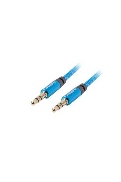 Lanberg Cablu audio Jack 3.5 mm tata-tata albastru panzat 1m