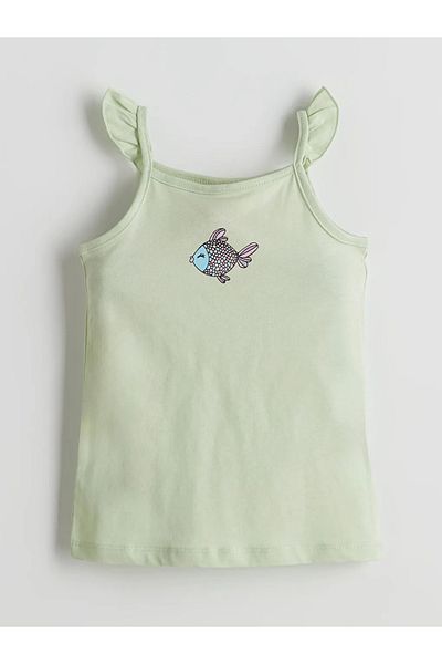 LC Waikiki Lcw Eco Green Printed Baby Girl Undershirt and Shorts 2 Pack