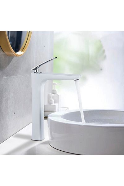Blackswan Design Bathroom sink faucet, Blackswan, Type M75, white/chrome model, size 30 cm