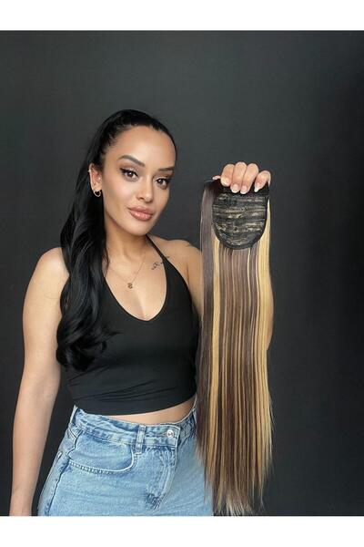 Suzan Peruk Kumral sarı ışıltılı At kuyruğu Postiş Bağcıklı En kullanışlı mod...