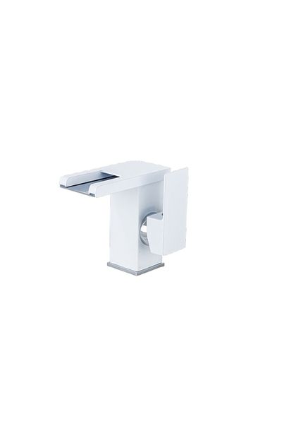 Blackswan Design Bathroom sink faucet, Blackswan, Type M190, short white model with waterfall spout and LED, 12.5 cm