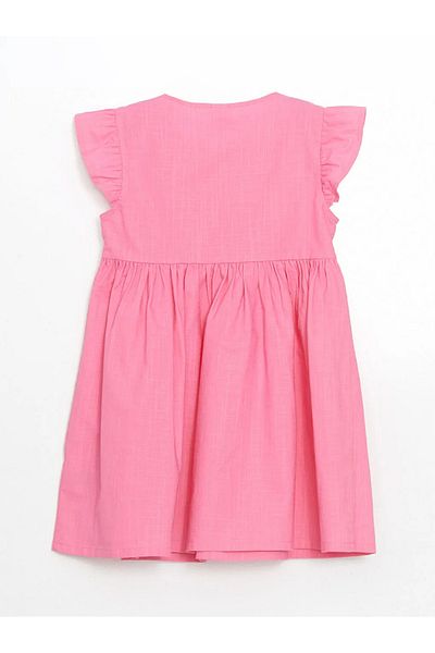LC Waikiki Pleated Girl's Linen Look Shirt Dress