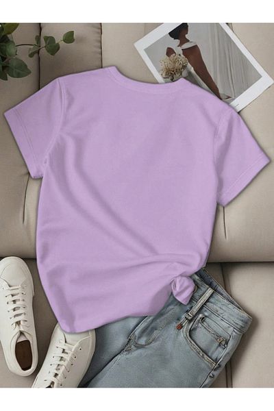 PALPİTO Μπλουζάκι Unisex Λιλά Απλό Κείμενο Λος Άντζελες με στάμπα Oversize
