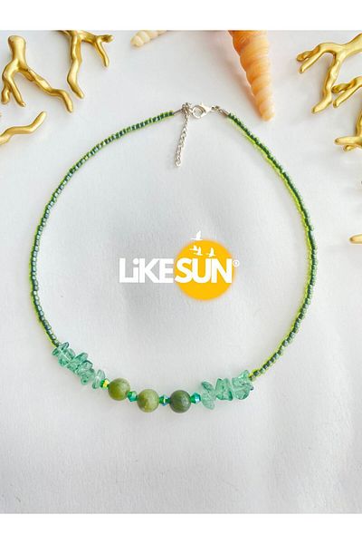 LiKESUN Nature's Radiance – Green Natural Stone Necklace