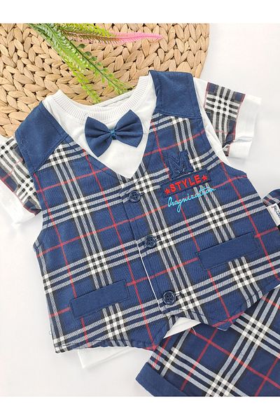Butik Boy's Triple Suit T-Shirt Vest Shorts Bow Tie Gift Suit Holiday Suit