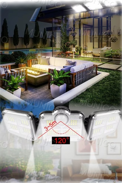 Munico Güneş Enerjili Panelli Tüm Gece Yanabilir Apartman Bahçe Lambası Aydın...