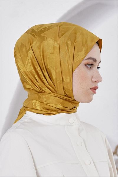 Loryan Floss Jacquard Delta Mustard Shawl