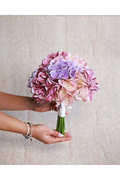 Luvienn Lila Mor Pembe Islak Ortanca Gelin Buketi-Islak Ortanca Gelin Çiçeği ...
