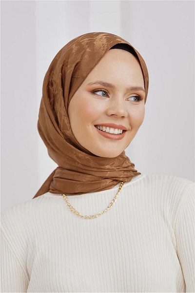 Loryan Σάλι Floş Jacquard Marble ανοιχτό καφέ