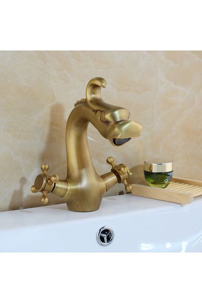 Blackswan Design Baterie chiuveta baie, Blackswan, Tip M266 Dragon, model bronz antichizat, dimensiune 20 cm