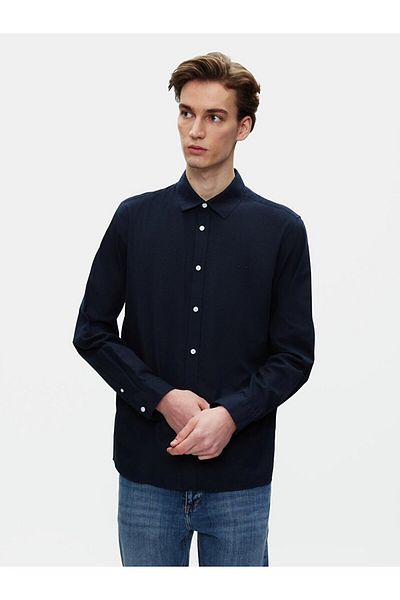 Ltb Basic Linen Look Regular μακρυμάνικο πουκάμισο Navy Blue