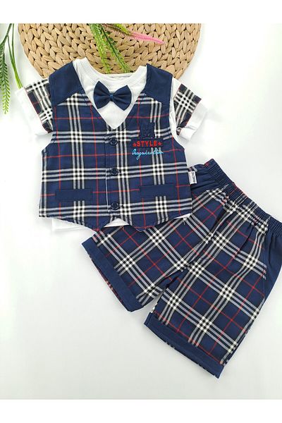 Butik Boy's Triple Suit T-Shirt Vest Shorts Bow Tie Gift Suit Holiday Suit