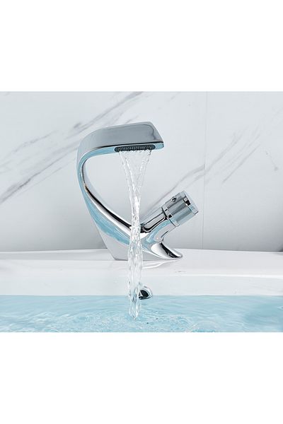 Blackswan Design Baterie chiuveta baie, Blackswan, Tip cascada M45, model crom, dimensiune 19 cm