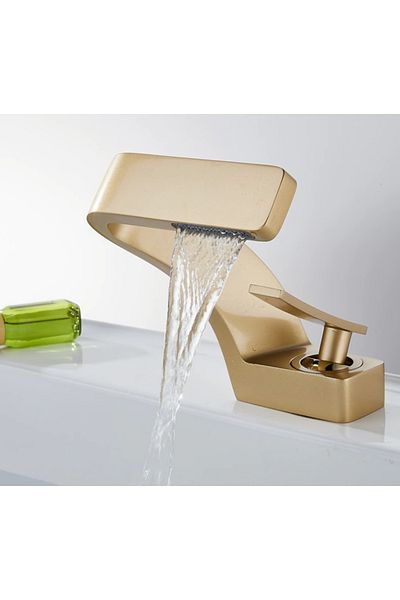 Blackswan Design Baterie chiuveta baie, Blackswan, Tip M206, model auriu mat cu pipa tip cascada, 15 cm
