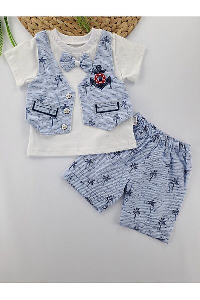 Butik Boy / Baby Double Suit T-Shirt Vest Shorts Bow Tie Gift Suit Holiday Sailor Emblem