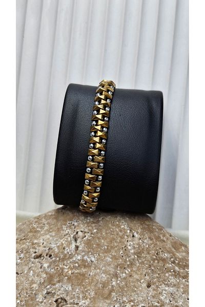 AURA Macrame Hematite Stone Bracelet 3 Wrap