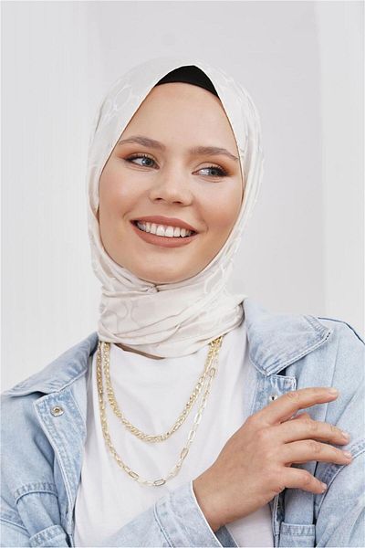 Loryan Floş Jacquard Karmen Beige Shawl