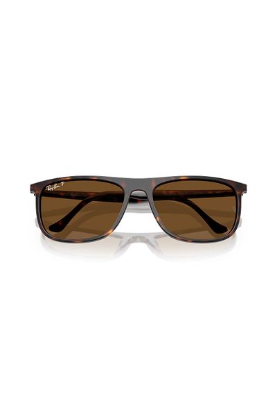 Ray-Ban نظارة شمسية مستطيلة للجنسين - Rb 2216 - مقاس العدسة: 58 مم - هافانا