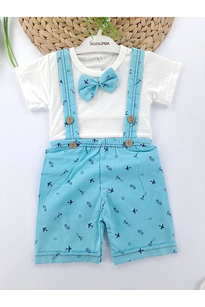 Butik Boy's Salopet Shorts T-Shirt Suit with Bow Tie