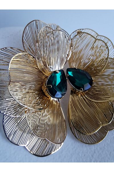 BHR AKSESUAR Green Zircon Stone Big Earrings