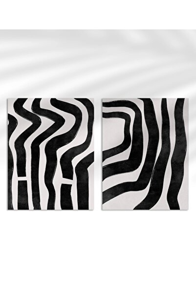 VOGLOO Çerçevesiz Poster Monokrom Zebra Çizgileri 2'li