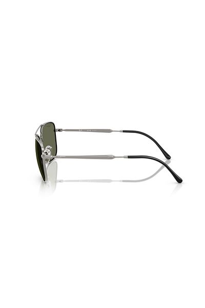 Ray-Ban نظارة شمسية مستطيلة للجنسين من راي بان - Rb 3755 - مقاس العدسة: 59 مم - لون معدني