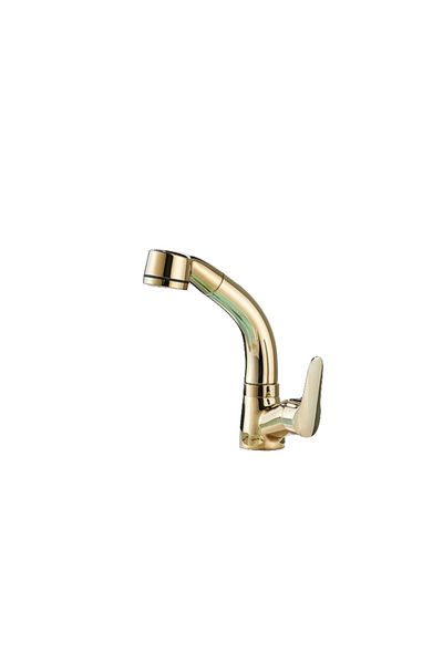 Blackswan Design Bathroom sink faucet, Blackswan, Type M177, shiny gold model, with retractable spout, 25 cm