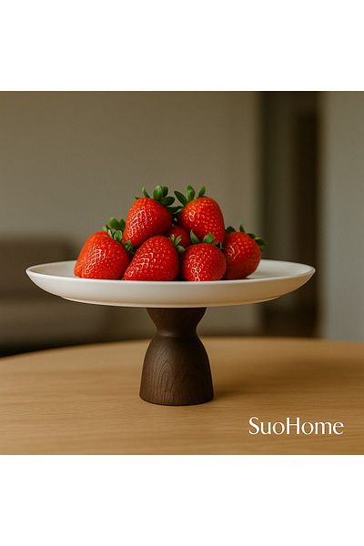 SuoHome Luna Base Wooden Leg Porcelain Presentation Bowl (24,5X12)