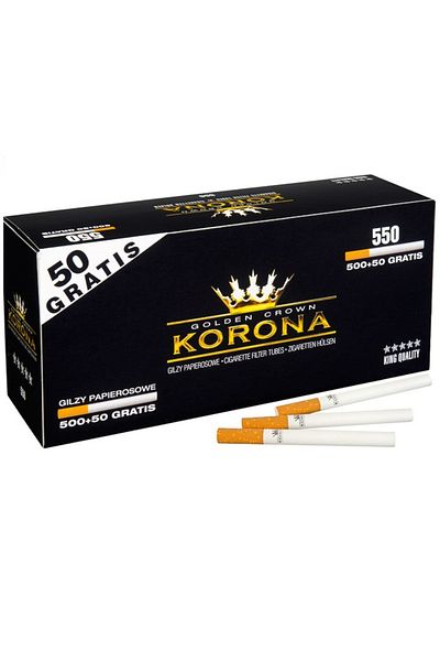 KORONA Set of cigarette tubes for KORONA tobacco injection, 4 boxes x 550 pcs, brown filter paper, 2200 pcs