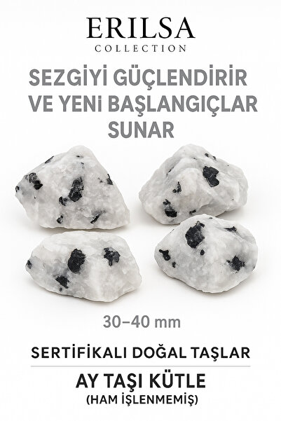 Erilsa Sertifikalı Ham İşlenmemiş Ay Taşı Kütle – El Taşı Duygusal Şifa ve Di...