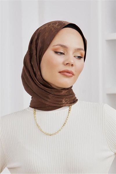 Loryan Σάλι Floş Jacquard Marble Bitter Brown