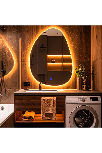 lumora mirror design Luno Amber Led'li Lavabo & Banyo Aynası (Dokunmatik Sens...