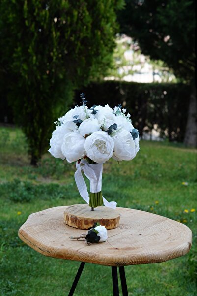 FilizKonuk Gelin Buketi Nişan Çiçeği Nikah Çiçeği Beyaz Şakayık Şoklanmış Oka...