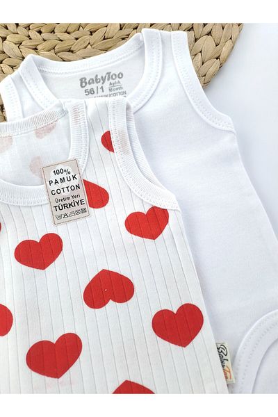 Butik Girl 0 - 6 Years Old Summer Short Sleeve Bodysuit with Snap Fastener 2 Pieces 100% Cotton Premium Quality