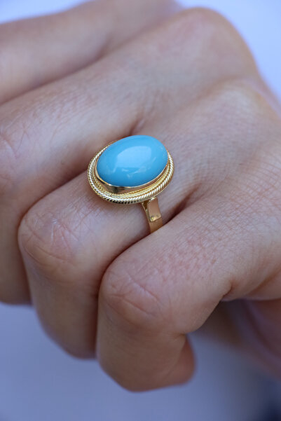 Yenigün Kuyumculuk 14 Ayar Altın Firuze Taşlı Yüzük