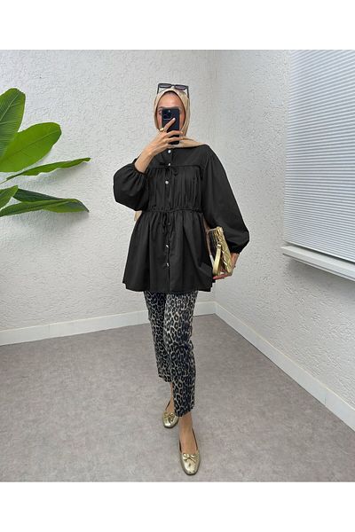 MODA VEDAT Women's Waist Drawstring Lace-Up Tunic -- 02566
