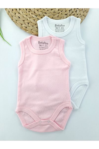 Butik Girl 0 - 6 Years Old Summer Short Sleeve Bodysuit with Snap Fastener 2 Pieces 100% Cotton Premium Quality