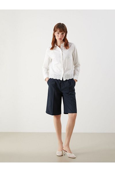 LC Waikiki Lace Detailed Poplin Crop Women's Shirt