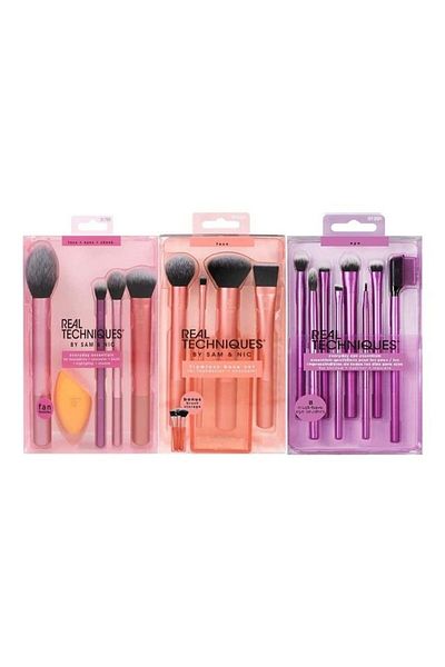 Real Techniques Brush Set Everyday Essentials Flawless Base Enhanced Eye Multicolor