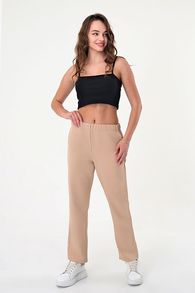 polle Women's Stone High Waist Elastic Pipe Leg Trousers