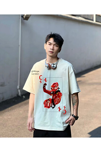 Minga London Μπεζ μπλουζάκι Lux Race Pilot με στάμπα μπροστά - Ghostella