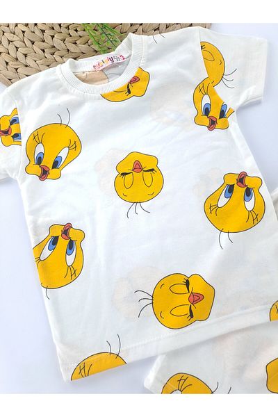 Butik Set pijamale de vară pentru fete cu pantaloni scurți Tweety Printed